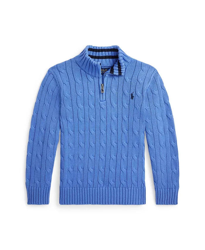 Toddler and Little Boys Cable-Knit Cotton Quarter-Zip Sweater | Macy's