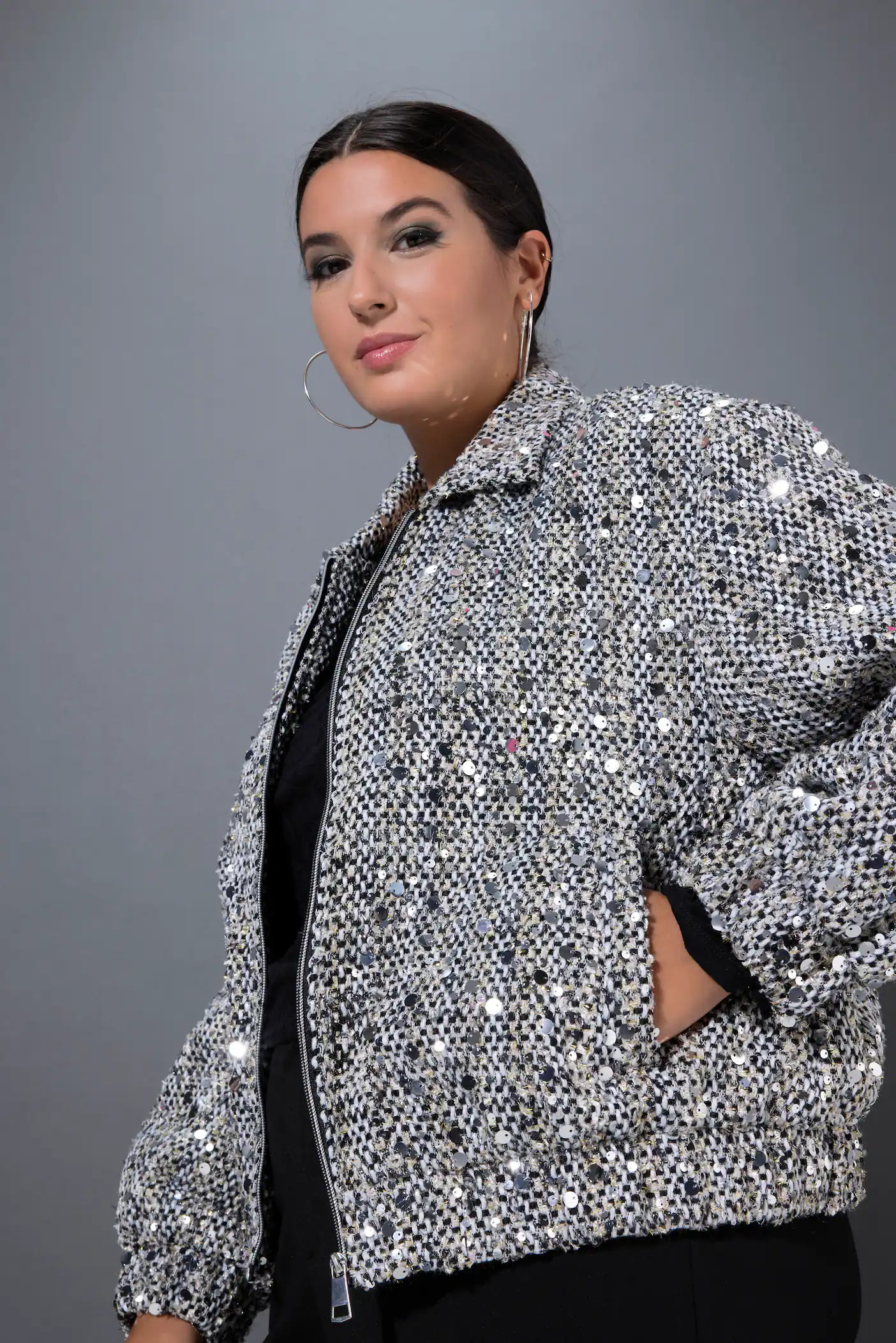 Blouson, Boxy Shape, Bouclé, Pailletten | Ulla Popken DE