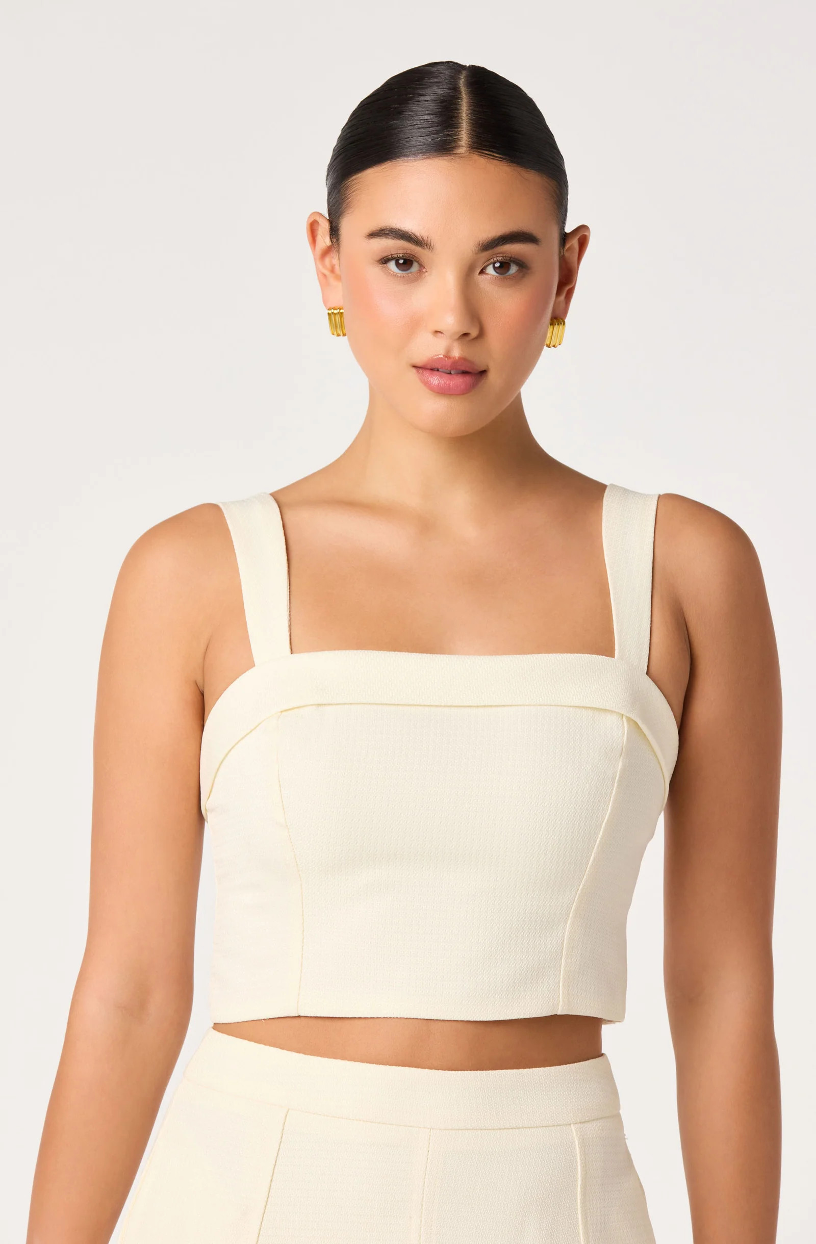 Kinslee Square Neck Cropped Top - Off white / S | ASTR The Label (US)