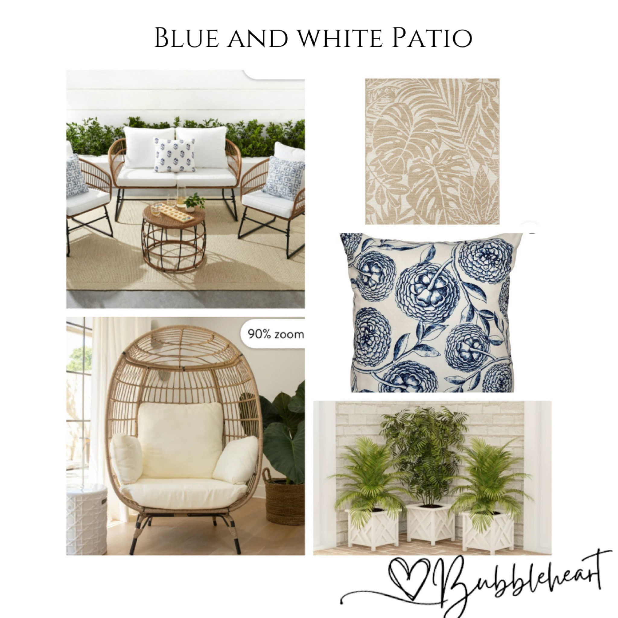 Walmart Sale!!! Are you ready? A few of my favorite items for a blue, white and natural patio

Patio set, patio decor, outdoor rug, outdoor planters, faux plants, outdoor pillow, wicker egg chair, walmart sale, walmart patio set, summer sale

#LTKhome #LTKsalealert #LTKSeasonal