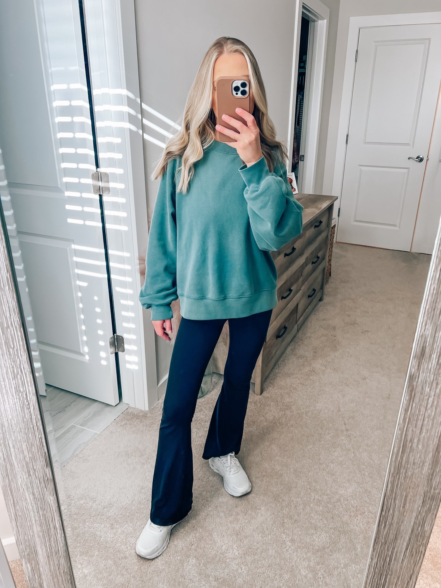 Casual busy mom ootd 🍂 I basically live in these crossover leggings at this point. I loveeee the flare leg! I’m wearing a size xs short! PS these white sneakers from Walmart are so comfy and under $30!

sweatshirt, Abercrombie, Abercrombie sweatshirt, aerie, aerie leggings, easy, Mom outfit, casual outfit, Walmart, fashion, tennis shoes, Walmart shoes

#LTKootd #LTKStyleTip #LTKmomlife