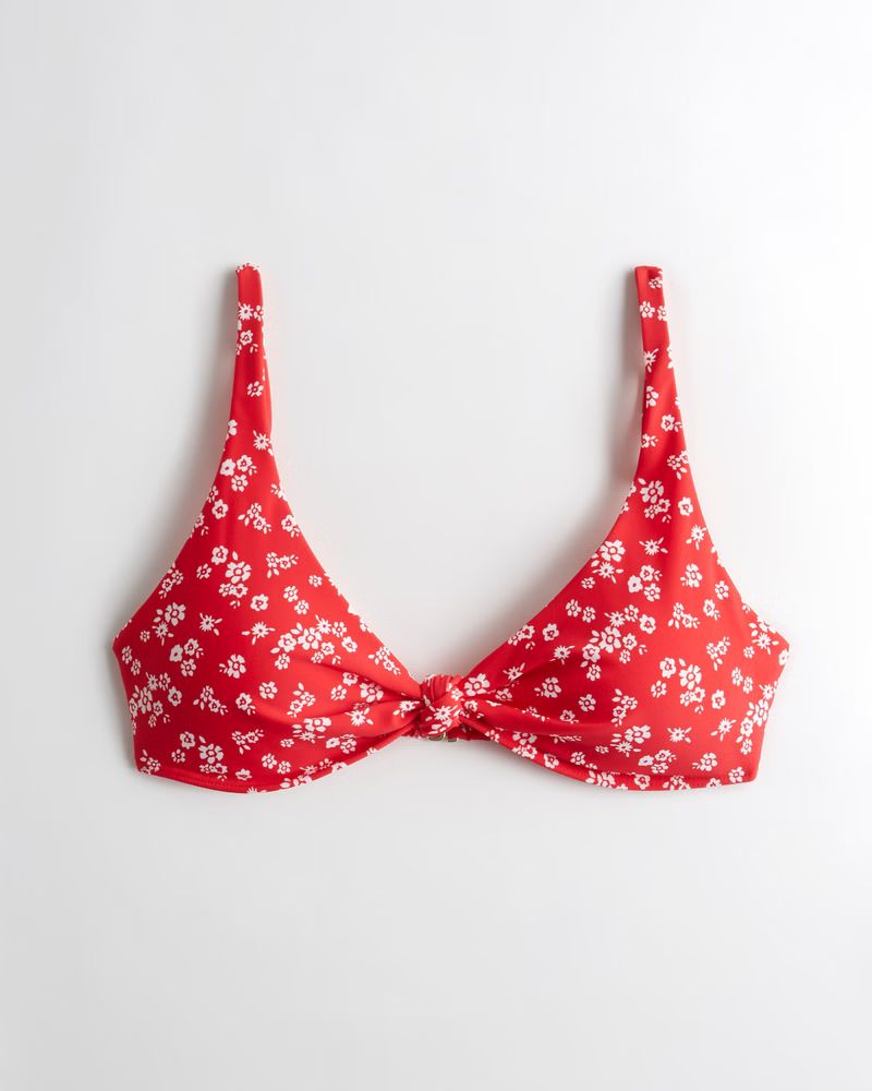 Floral Pattern Knot Triangle Bikini Top | Hollister (US)