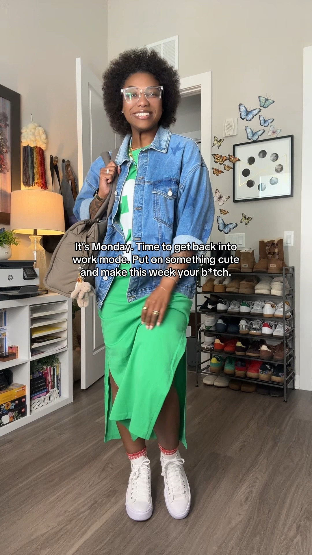 A maxi tshirt dress and a jean jacket never disappoints. 💚

#LTKWorkwear #LTKgrwm #LTKootd