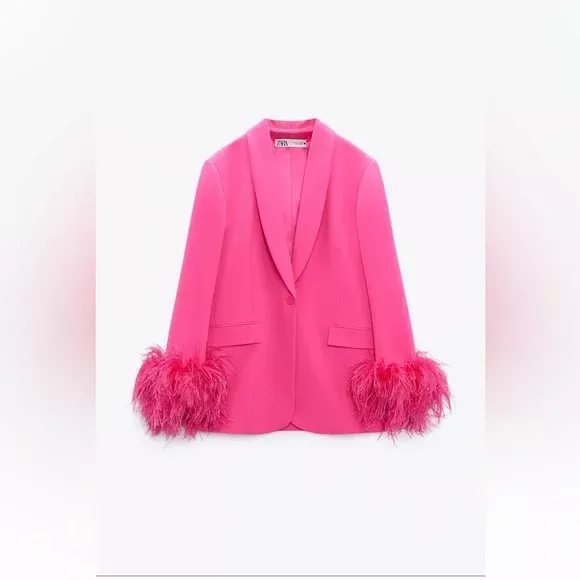 ZARA Straight Cut Pink Feather … curated on LTK