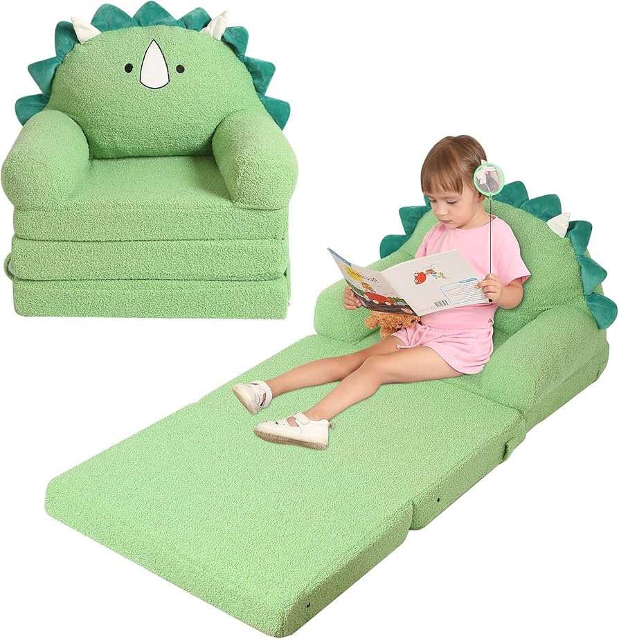 Foldable Kids Sofa, Triceratops Toddler Couch with Tri Folding Foam Cushions, Comfy Kids Couch fo... | Amazon (US)