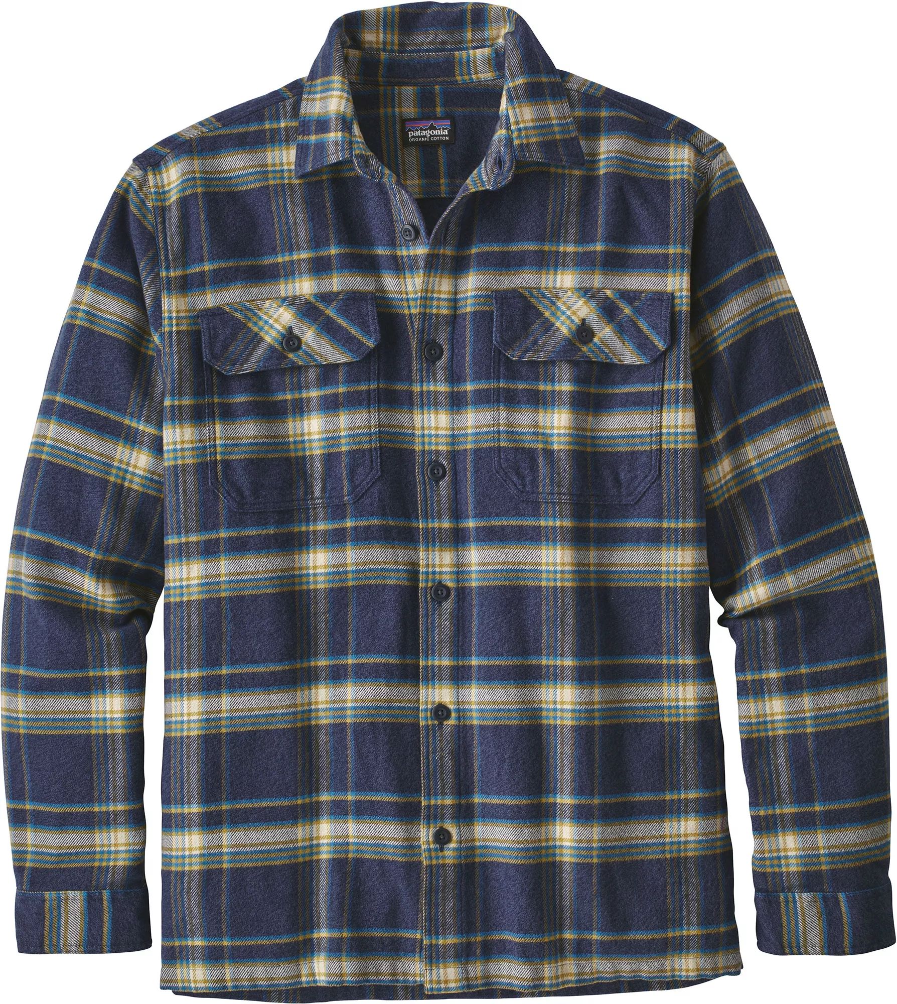 Patagonia Men's Fjord Flannel Button Up Long Sleeve Shirt, XXL, Activist/Navy Blue | Dick's Sporting Goods