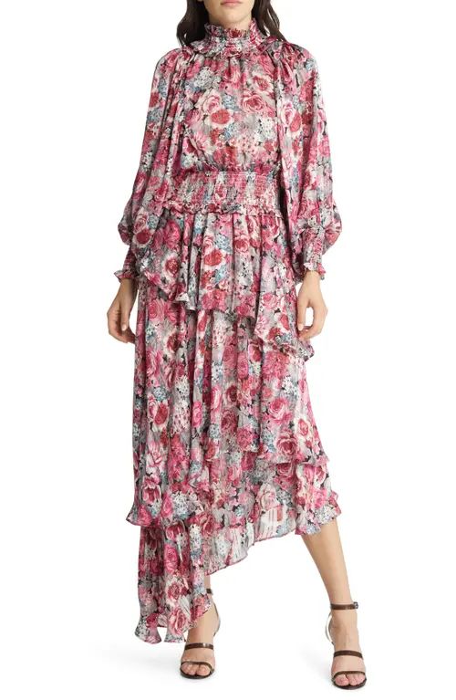 Elliatt Astrid Floral Long Sleeve Midi Dress in Dorian Print at Nordstrom, Size Medium | Nordstrom