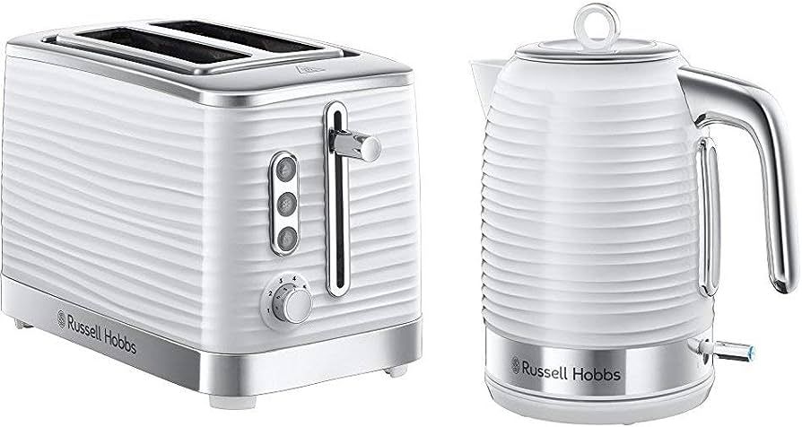 Russell Hobbs 24370 Inspire High Gloss Plastic Two Slice Toaster, White with Kettle | Amazon (UK)