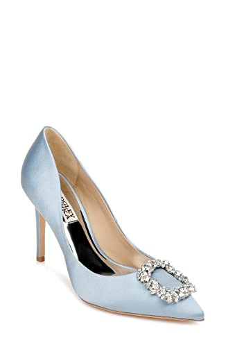 Badgley Mischka Women's Cher Pump - Comfortable Women's Pumps, 3.75" Stiletto Heels for Women, Close Toed Heels Women, 100% Silk Satin Pointed Toe Heel, Bridal Pumps Shoes Women - Azure Blue | Amazon (US)