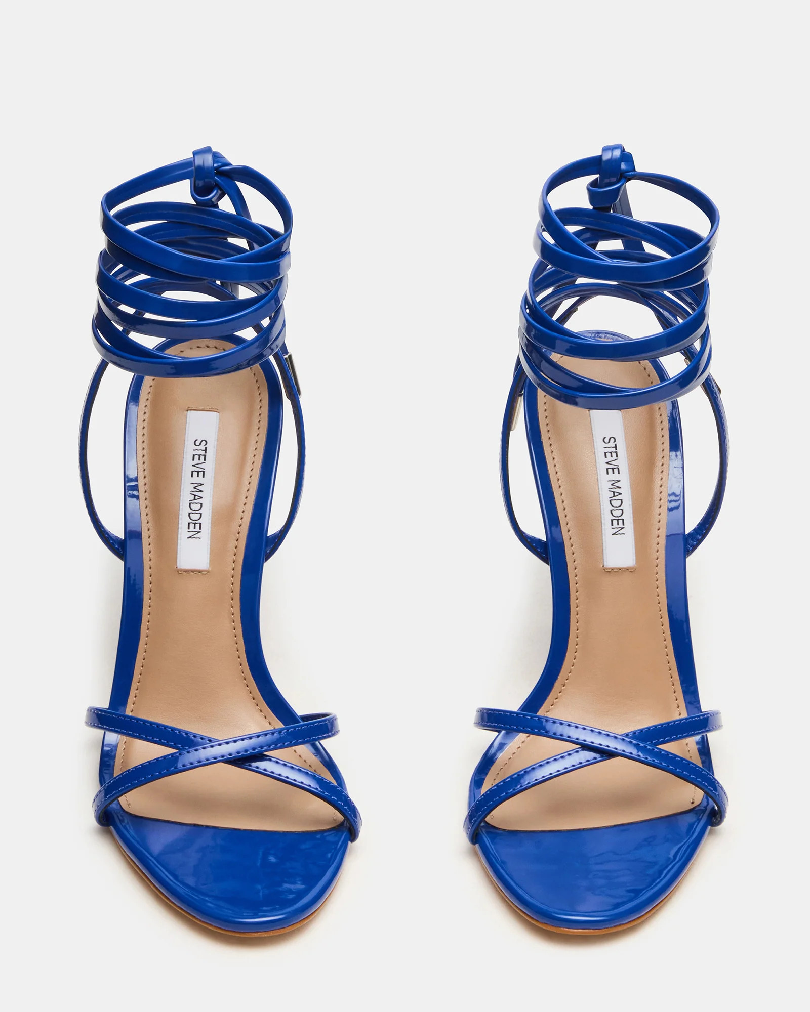 NERI Cobalt Patent Strappy Stiletto Round-Toe Women's Heel | Steve Madden (US)