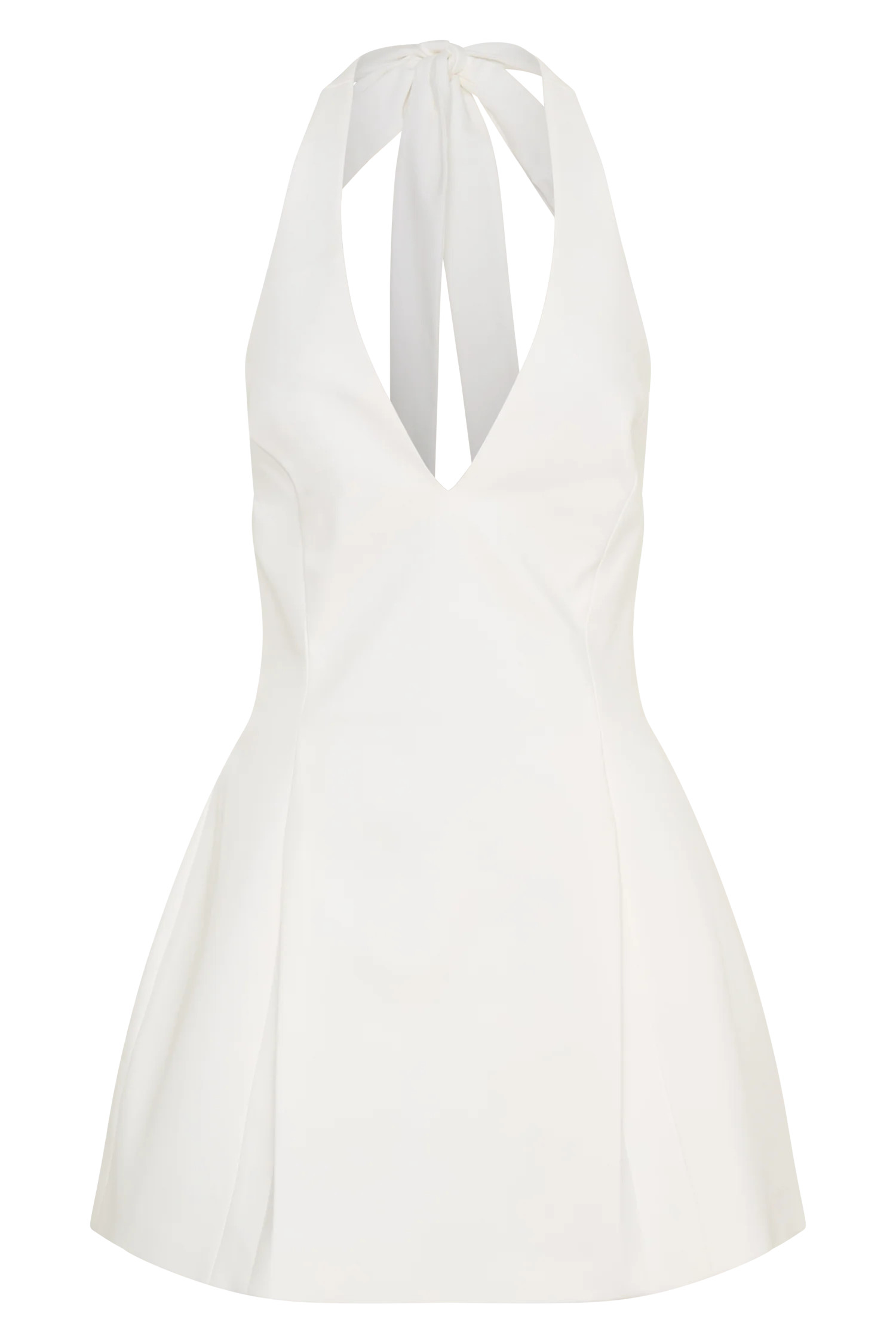 Halter Neck Cotton Mini Dress - White | MESHKI US