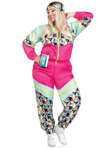 Leg Avenue Womens 2 Pc Totally 80s Tracksuit Costume, 3X-4X, Multicolor | Amazon (US)