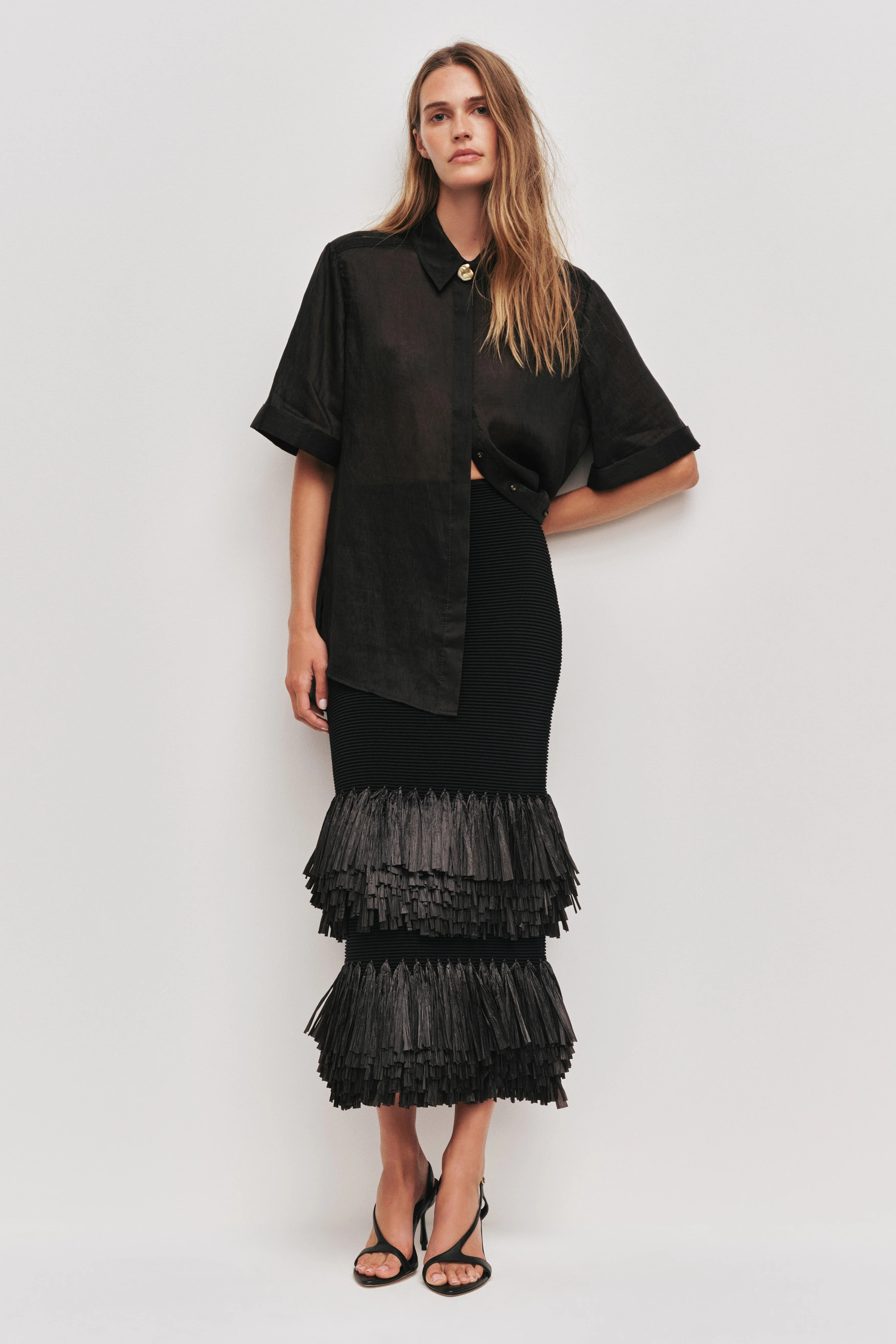 Agave Knit Raffia Midi Skirt | aje. (US, UK, Europe, ROW)