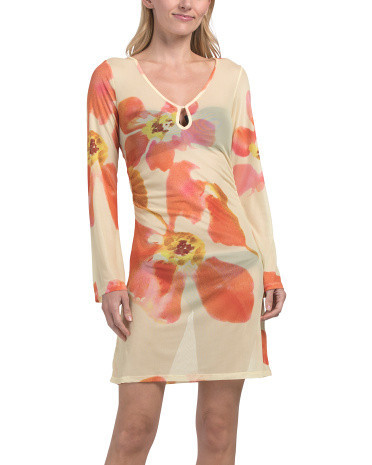 Mesh Mini Cover-Up Dress For Women, Spandex/Polyester | TJ Maxx