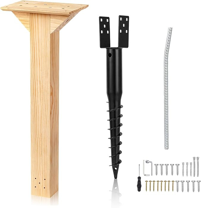 Little Library Mount, Waterproof 4x4x31.5" Wood Post, Post Bracket, No-Dig Ground Anchor, Easy In... | Amazon (US)