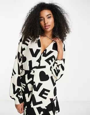 Never Fully Dressed LOVE typography shirt in monochrome - part of a set | ASOS (Global)
