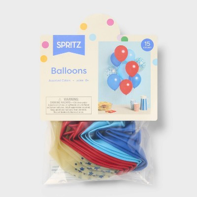 15ct 4th of July USA Red/Blue Star Mix Latex Balloon Pack - Spritz™ | Target