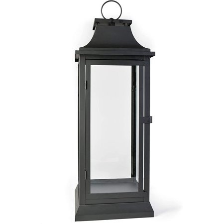 GUVSOETS Black Hurricane Lanterns with Clear Glass Panels Perfect for Home Decor Parties & Events Ta | Walmart (US)
