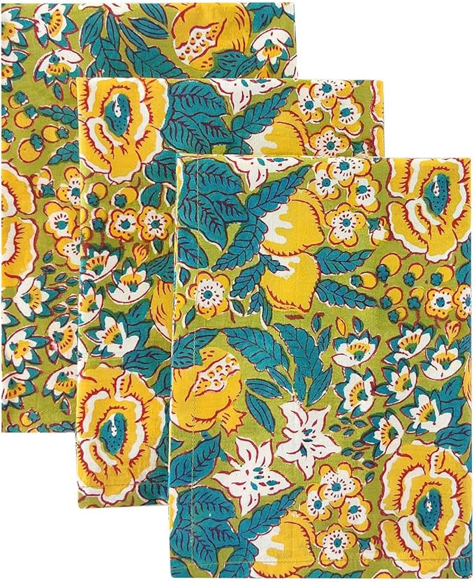 Craftbot 100% Cotton Decorative Kitchen Towels - Set of 3 Dishcloths - 19 x 27 inches - Indigo Bl... | Amazon (US)