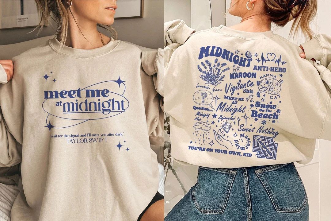 Meet Me At Midnight 2 Side Sweatshirt, Taylor Midnights Album Shirt, Taylor Swift Shirt, The Stor... | Etsy (US)