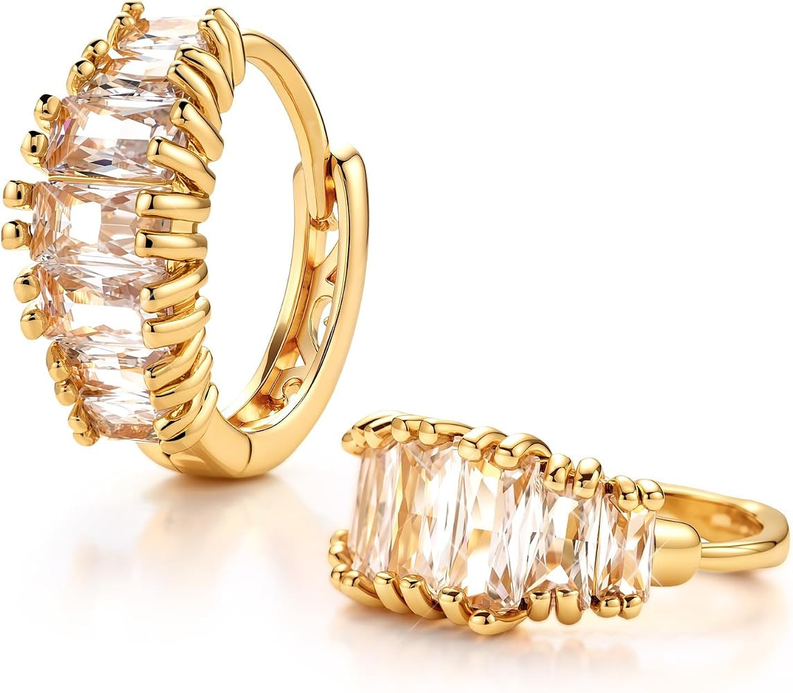 CZ Huggie Hoop Earrings for Women | Amazon (US)