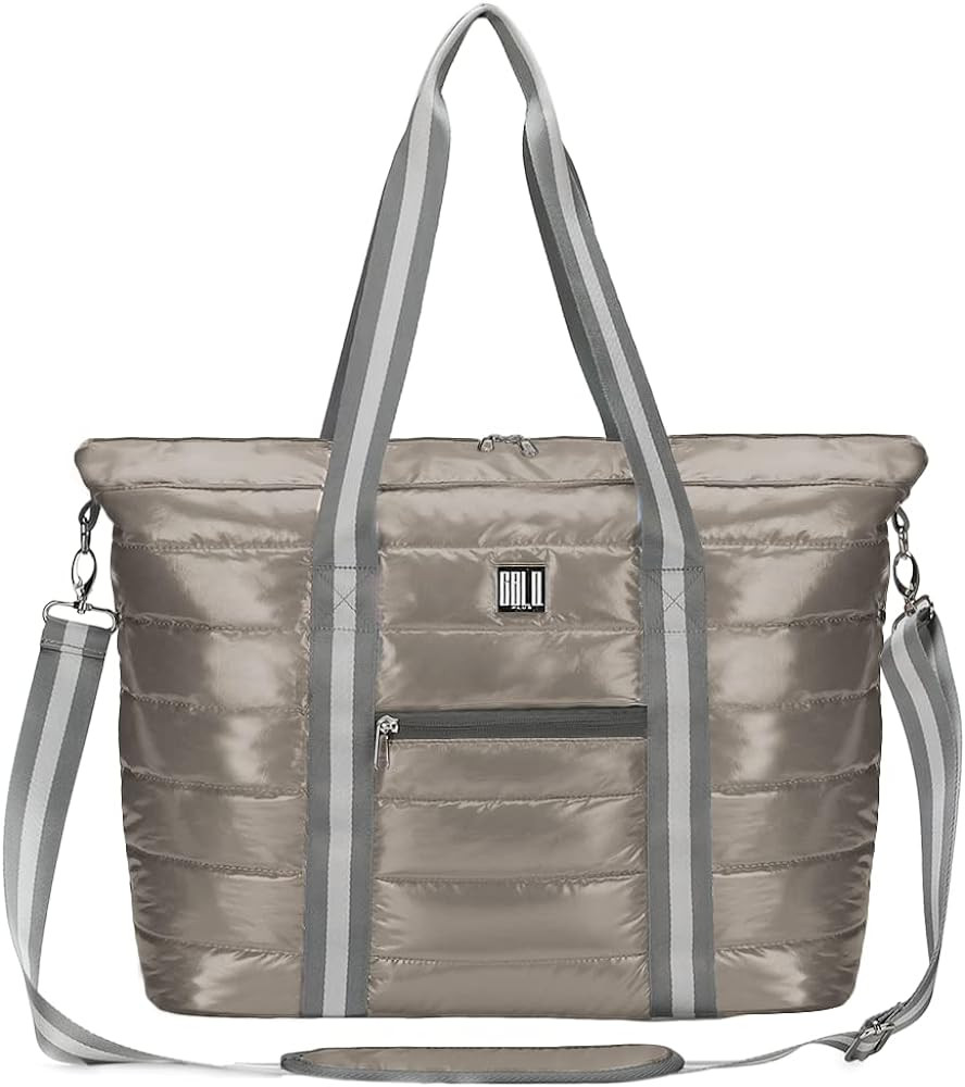 Women Tote, Large Quilted Shoulder Weekender Bag for Work and Trip, Iridescent Carry-On Handbag O... | Amazon (US)