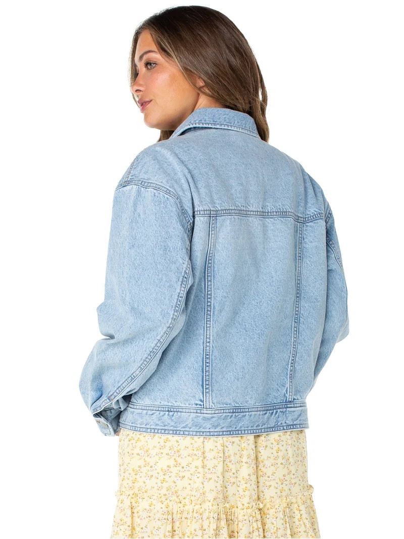 Celebrity Pink Women's Oversized Denim Jacket, Sizes XS-XXXL | Walmart (US)