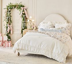 LoveShackFancy White Embellished Rosette Duvet Cover | Pottery Barn (US)