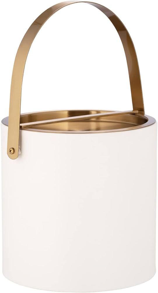 Kraftware 3qt Brushed Gold Arch Handle & Bridge Cover: White Santa Barbara 3 quart Ice Bucket, Sm... | Amazon (US)