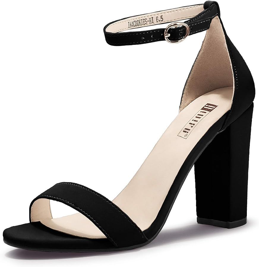 IDIFU Women's IN4 Cookie-HI Chunky High Heel Sandals Open Toe Ankle Strap Wedding Bridal Prom Dre... | Amazon (US)