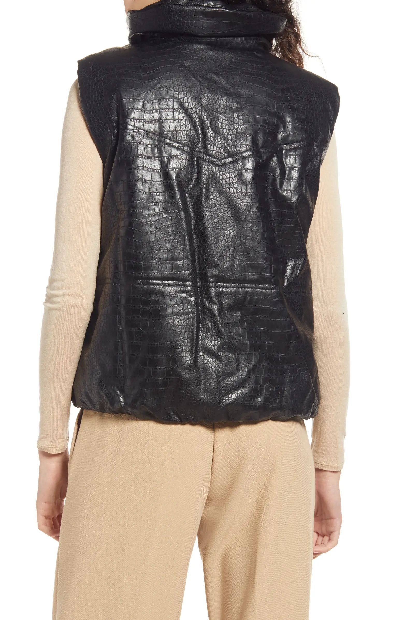 Open Edit Croc Embossed Faux Leather Vest | Nordstrom | Nordstrom