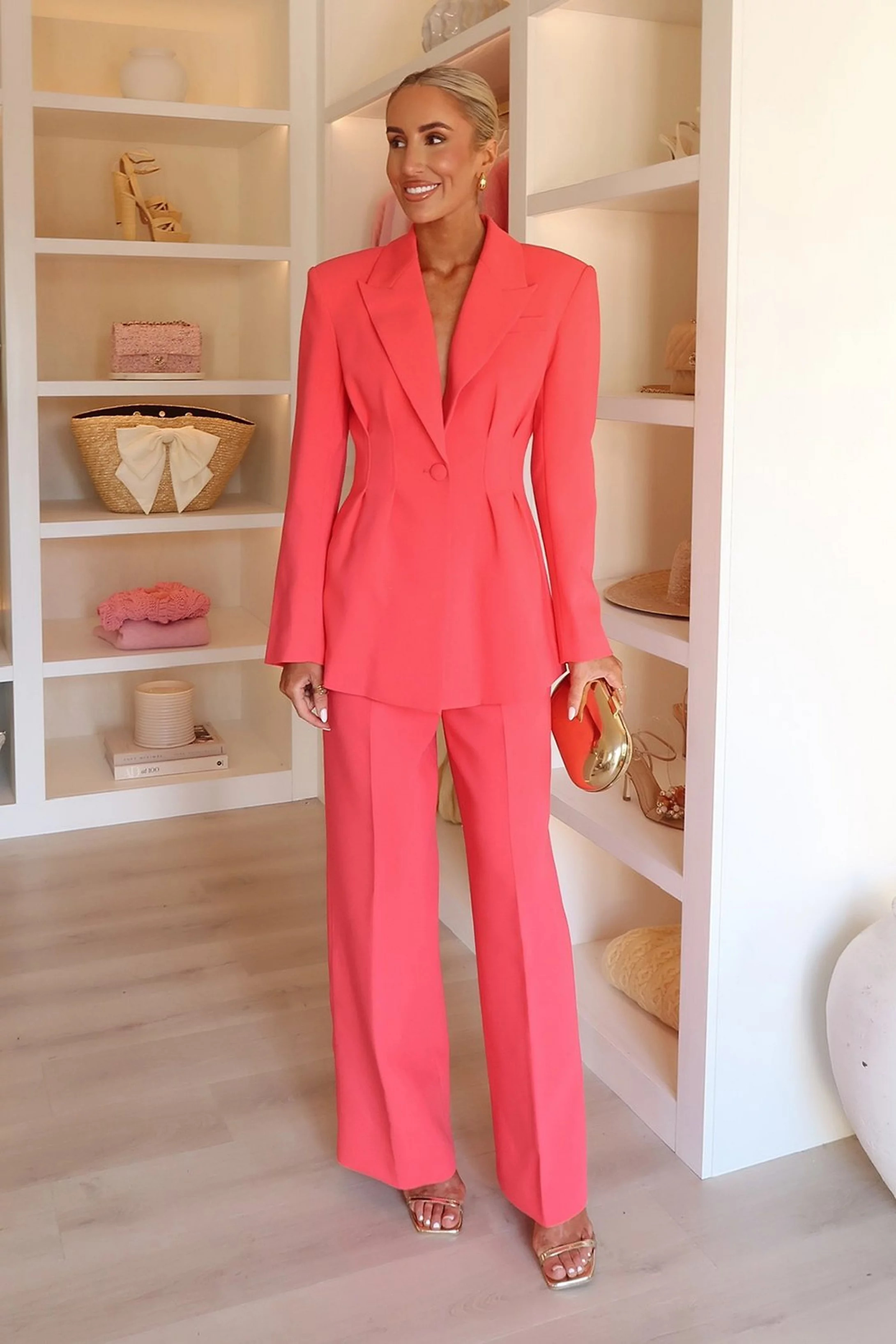 Compact Stretch Darted Suit | Karen Millen | Karen Millen US