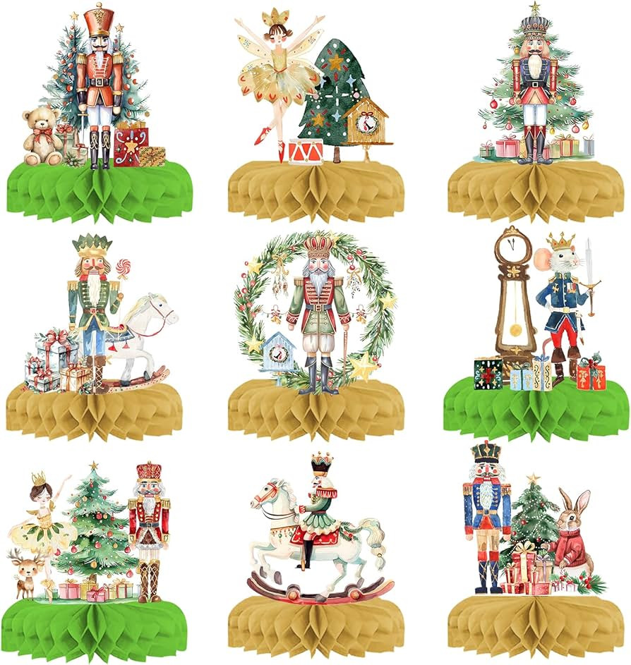 9 Pcs Nutcracker Christmas Decor Party Supplies Honeycomb Centerpieces of Table Desk Office Decor... | Amazon (US)