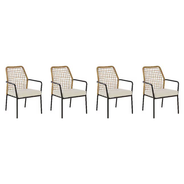 Origin 21 Clairmont Set of 4 Wicker Frame Stationary Dining Chair(s) with Off-white Cushioned Sea... | Lowe's