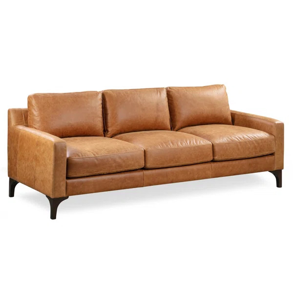 Omro Genuine Leather Standard 85" Square Arm Sofa | Wayfair North America