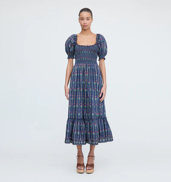 The Louisa Nap Dress - Navy Trailing Fern | Hill House Home US