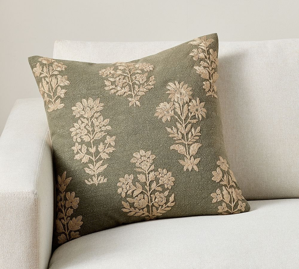 Gillian Embroidered Pillow Cover | Pottery Barn (US)