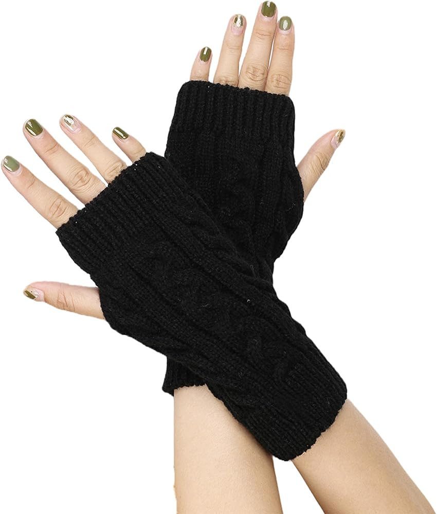 UTTPLL Womens Fingerless Gloves Winter Warm Knit Arm Warmers Mittens Soft Hand Crochet Wrist Warm... | Amazon (US)