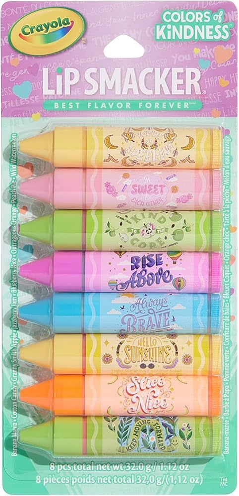 Lip Smacker Crayola Party Pack - 8 Moisturizing Lip Balms, Hydrating & Protecting, Fun Flavors, G... | Amazon (US)