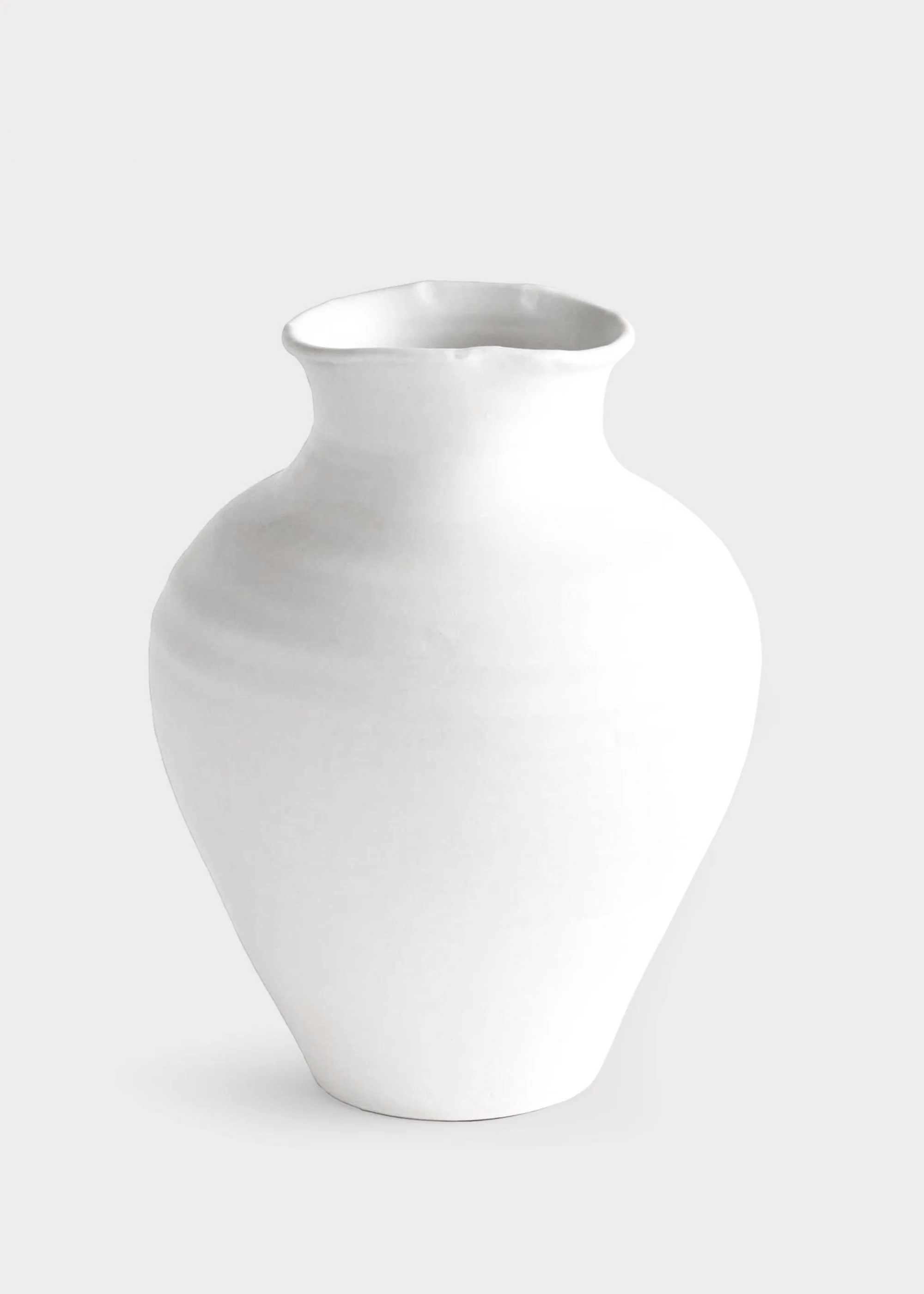 Handmade Terra Cotta Vase in Matte White Glaze - 14" | Afloral