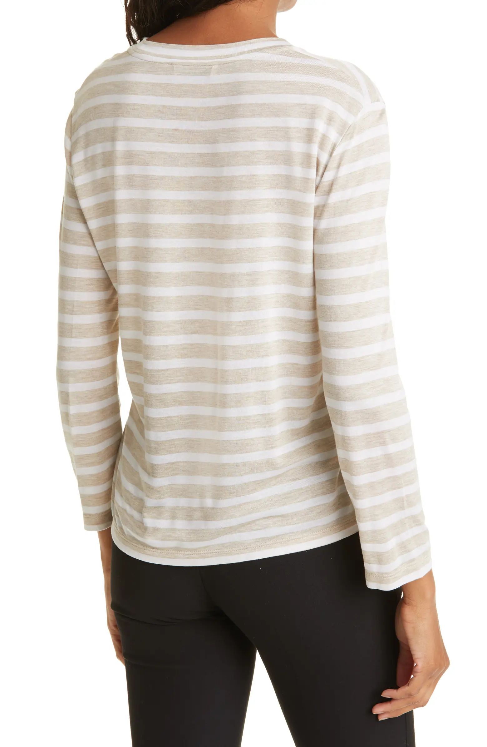 Stripe Bracelet Sleeve Crewneck T-Shirt | Nordstrom