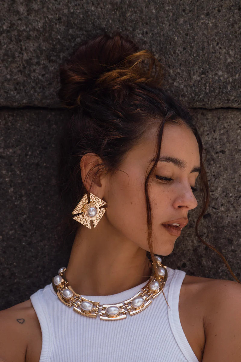 Solana Gold Statement Earrings | 12th Tribe