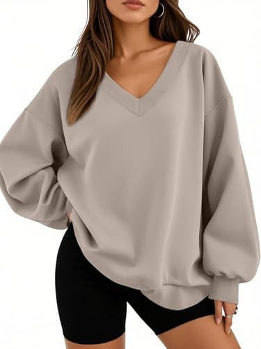 Trendy Queen Womens Oversized Sweatshirts Fall Fashion V Neck Hoodies Loose Fit Winter Outfits Te... | Amazon (US)