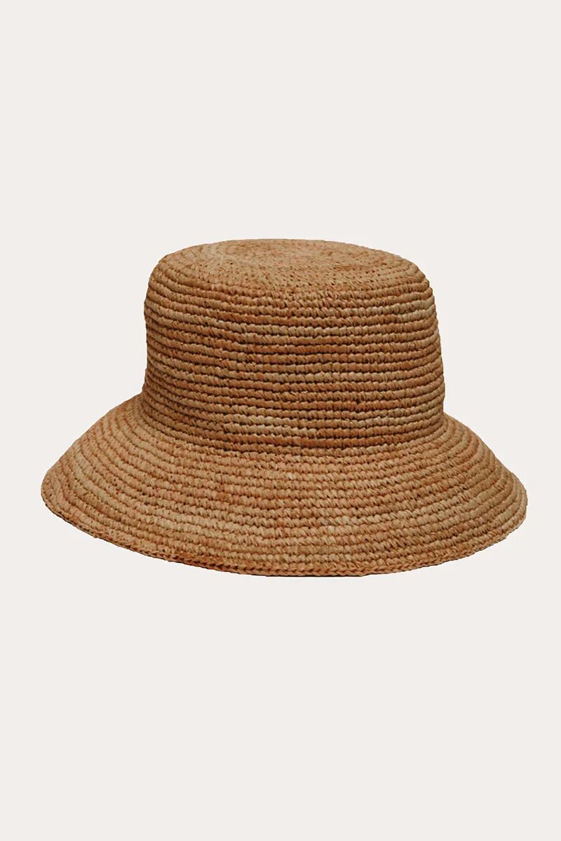 Vitamin A Cannes Straw Bucket Hat Carmel Recycled Straw | Vitamin A Swim