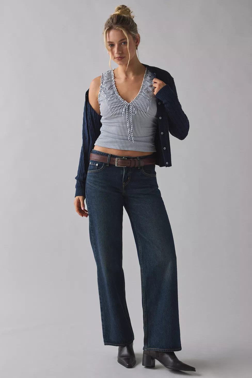 Kimchi Blue Ella Ruched Tie-Front Cropped Tank Top | Urban Outfitters (US and RoW)