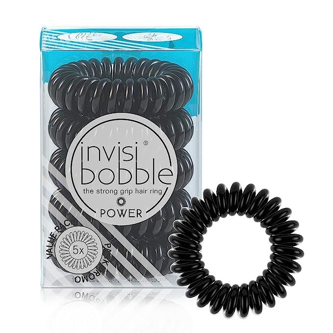 invisibobble Power Traceless Spiral Hair Ties - Pack of 3 True Black - Strong Elastic Grip Coil H... | Amazon (US)