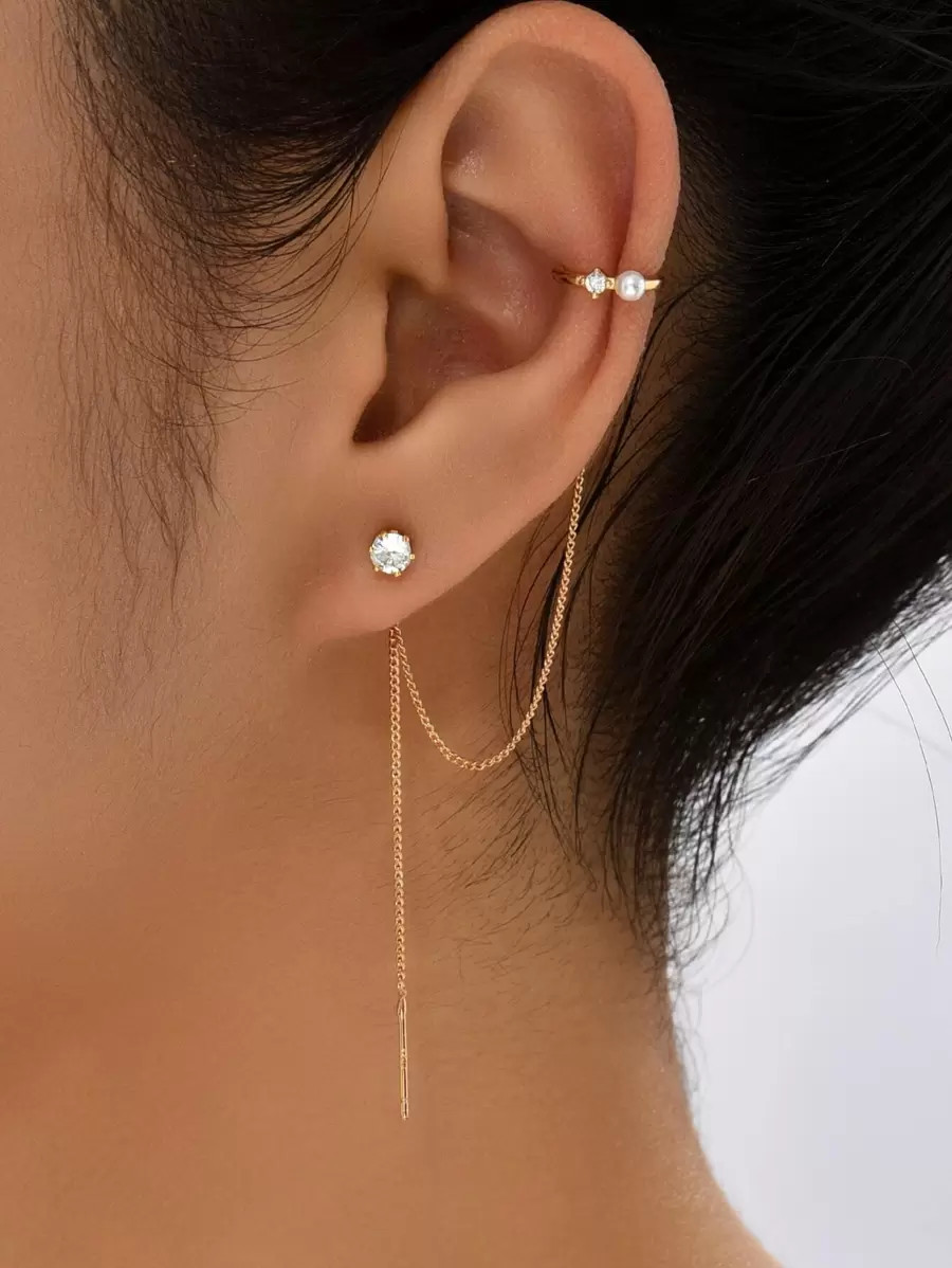 Nooxian Brincos de fio zircônia cúbica decoração | SHEIN