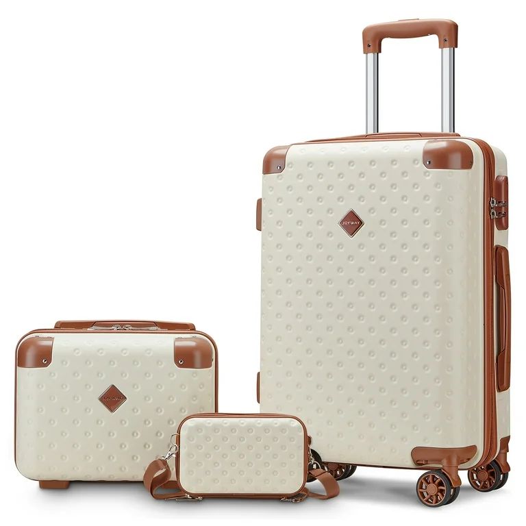 Joyway 3-Piece Carry-on Luggage Set with Swivel Wheel Combination Lock Lightweight Hard Shell Set | Walmart (US)
