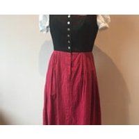 Vintage Red and black check Dirndl dress size 14 | Etsy (US)