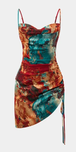 Satin Ruched Drawstring Slip Mini Dress - Green (MESSAGE FOR SIZE) | eBay US